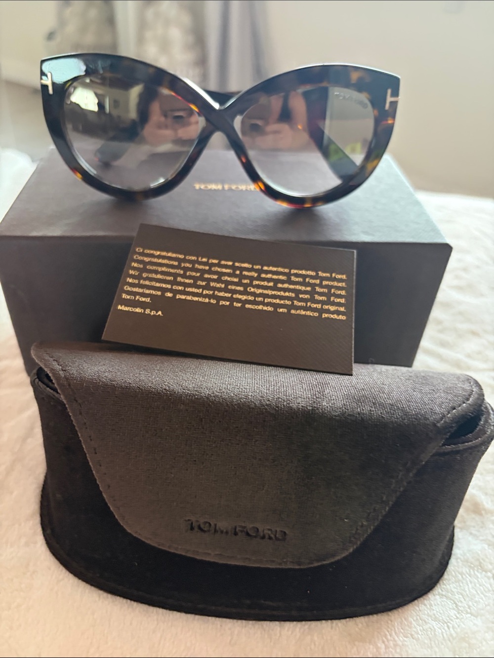 TOM FORD Diane-02 Women's Tortoiseshell Cat-Eye Sunglasses Mirrored Lenses - Picture 2 of 6